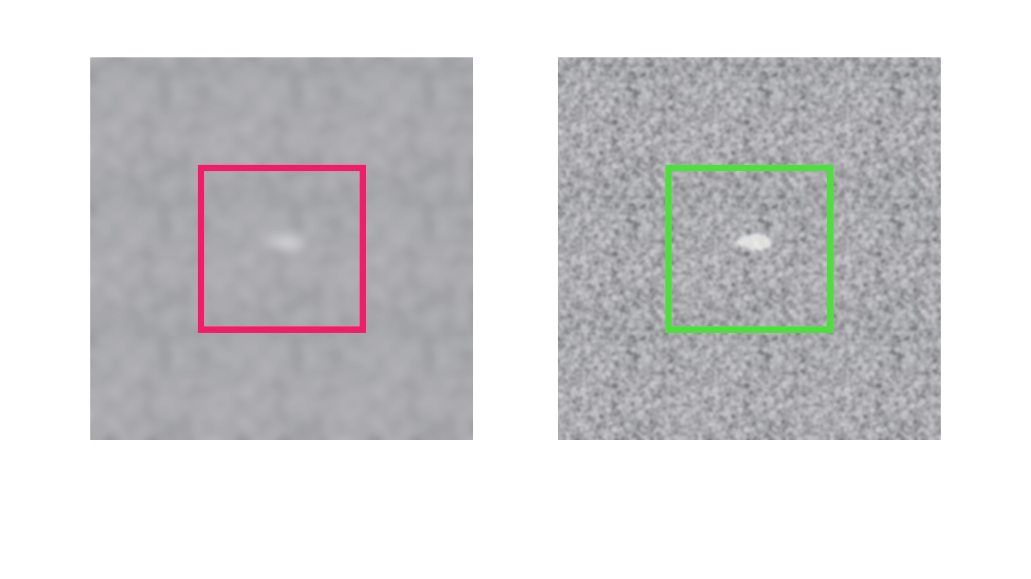 No signal/gap then defect detected (simulated SEM images)